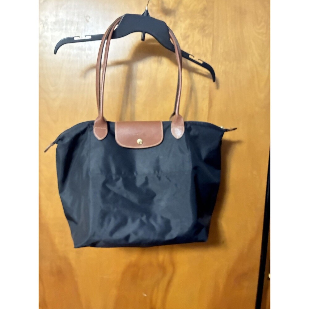Longchamp Le Pliage Large Black Nylon Long Handle Tote Bag Shopper
